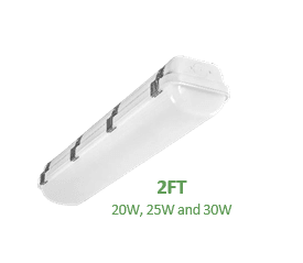 20W+25W+30W 2ft. Vapor Tight Fixture / CCT (3.5K-5K) & Wattage Tunable / Dimmable 0-10V