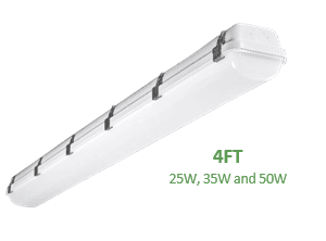 25W+35W+50W 4ft. Vapor Tight Fixture / CCT (3.5K-5K) & Wattage Tunable / Dimmable 0-10V