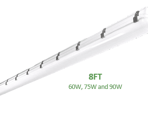 60W+75W+90W 8ft. Vapor Tight Fixture / CCT (3.5K-5K) & Wattage Tunable / Dimmable 0-10V
