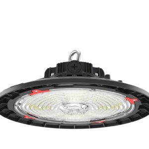 KT-RHLED200PS-12C-8CSB-VDIM-G2_20 Black Round High Bay showing lens