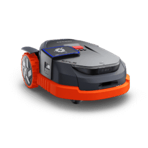 Segway Navimow X3 Series robotic mower with orange bumper, front camera, and EFLS navigation system.