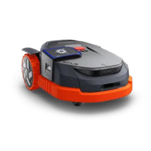 Segway Navimow X3 Series robotic mower with orange bumper, front camera, and EFLS navigation system.