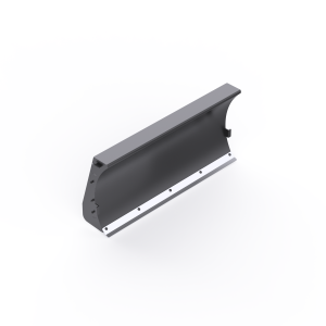 Yarbo Snow Plow Blade attachment featuring a wide curved plow surface, angled side panels, and a lower metal scraper edge, shown against a white background.